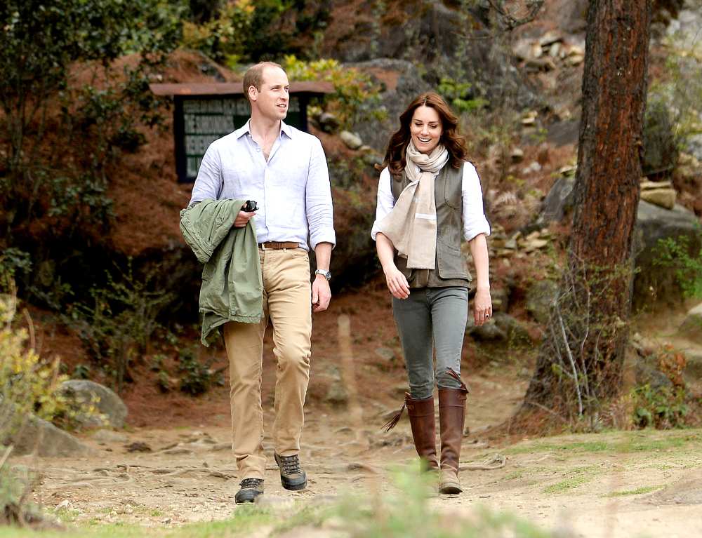 Catherine, Duchess of Cambridge and Prince William, Duke of Cambridge hike to Paro Taktsang, the Tiger's Nest monastery on April 15, 2016 in Paro, Bhutan.