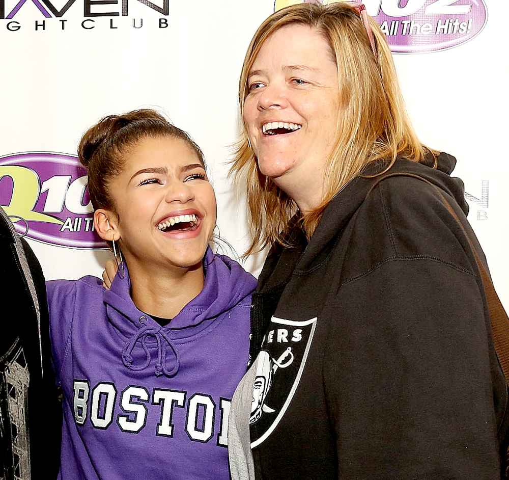 Zendaya Coleman poses with mother Claire Stoermer at the Q012 Performance Theater October 17, 2013 in Bala Cynwyd, Pennsylvania.