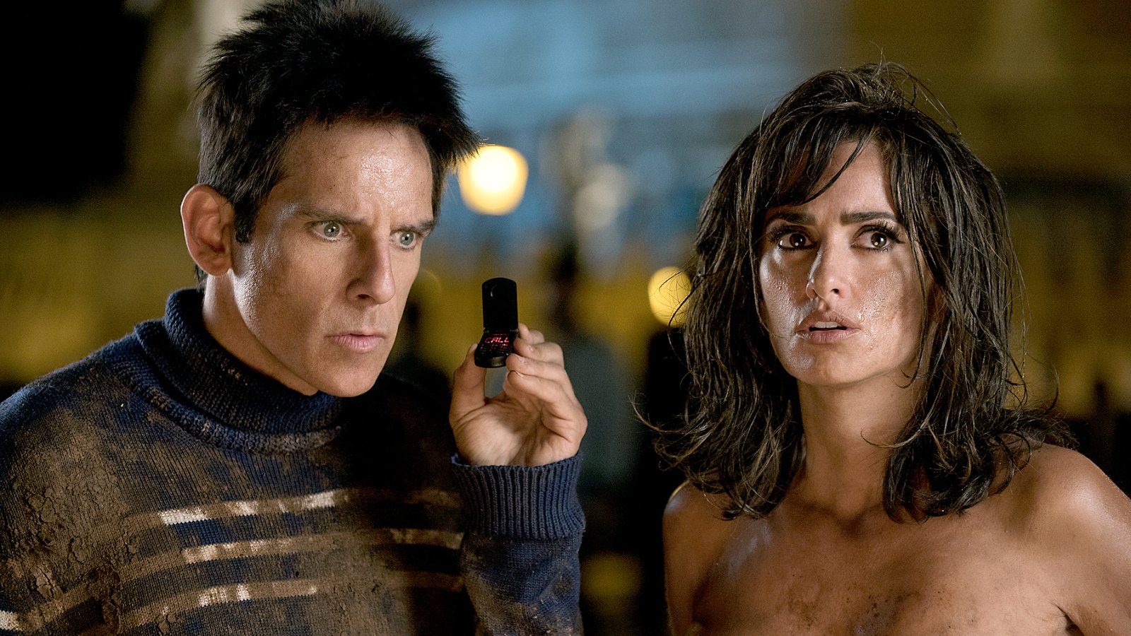 Ben Stiller plays Derek Zoolander and Penelope Cruz plays Valentina Valencia in Zoolander 2.