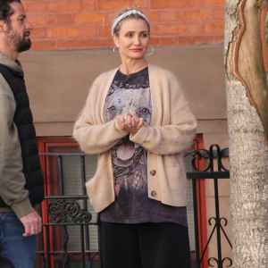 Cameron Diaz is seen on the set of "The Sham" on April 10, 2026 in New York City.